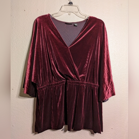 halogen Burgundy Velvet Wrap Dress Size Xxl - Picture 1 of 7